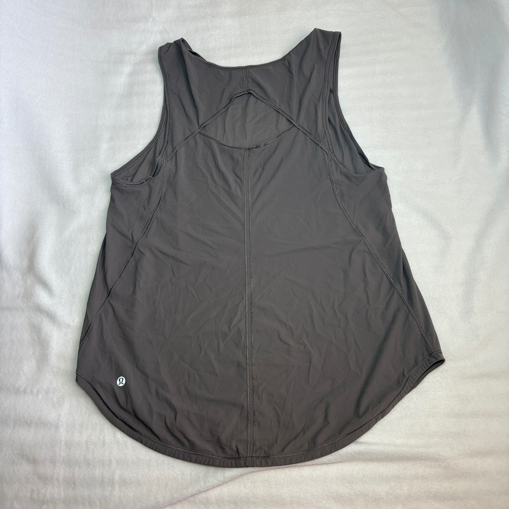 Lululemon Sculpt Tank Top Gray Cutout Back Activewear Running Yoga Size 8